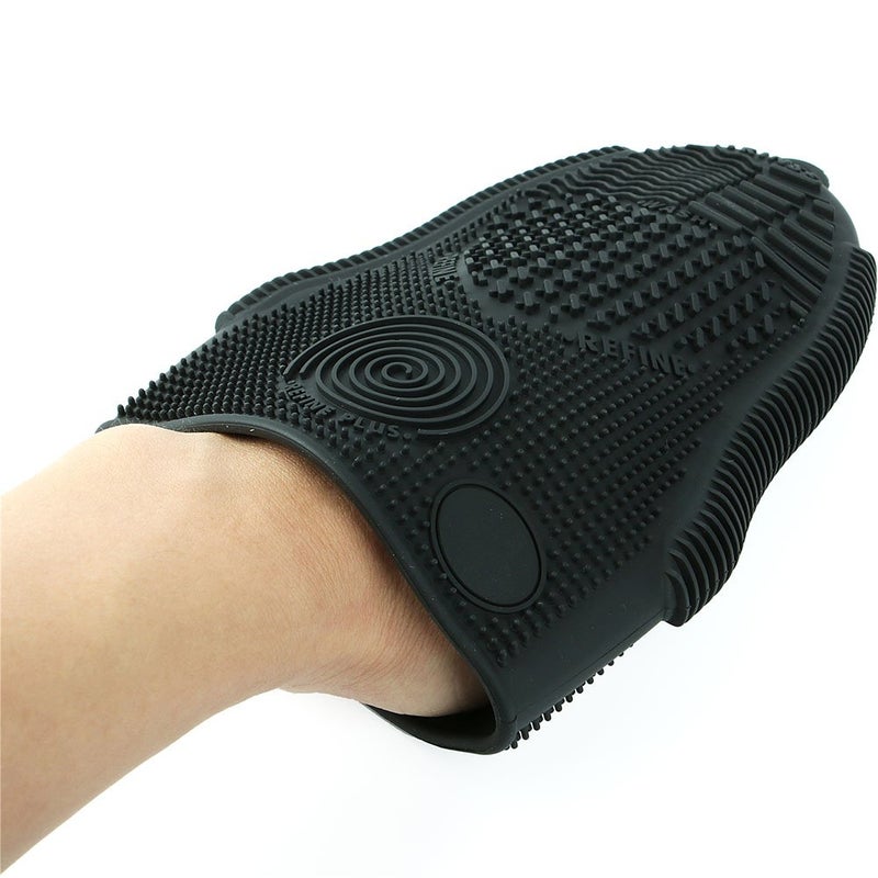 ScivoKaval Makeup Brush Cleaner Glove Mat Mitt Silicone Cosmetic Cleaning Scrubber Tool Face Brushes and Eye Brush Washing Pad Pink (Rose Red) - Image 3