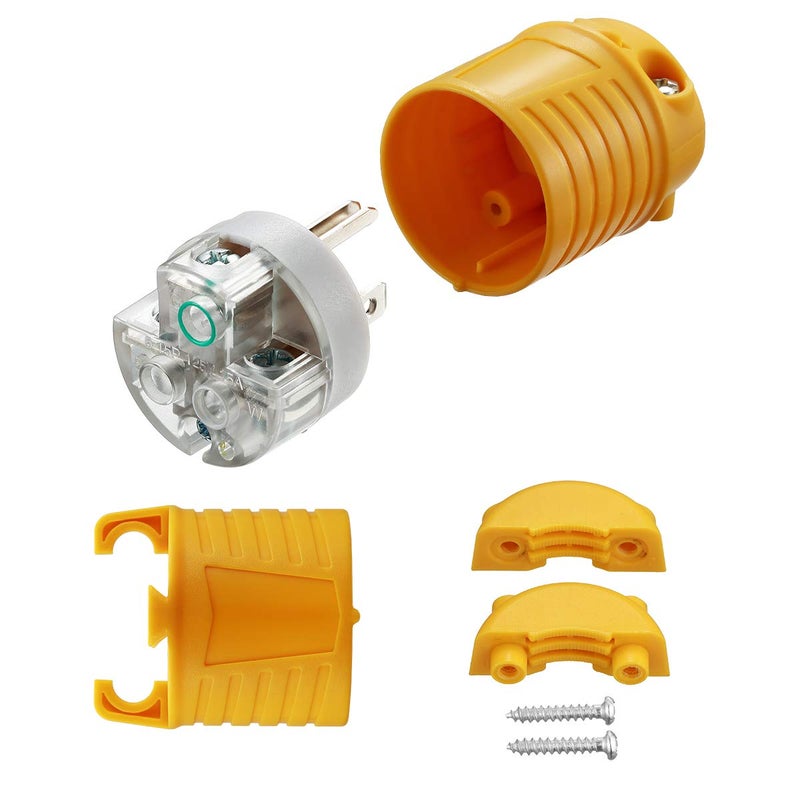 Miady Extension Cord Ends Male and Female, 15 Amp 125 Volt Heavy Duty Replacement Plug u0026 Connector Set, Straight Blade Plugs Grounding Type/ETL Listed (5 Set) - Image 4