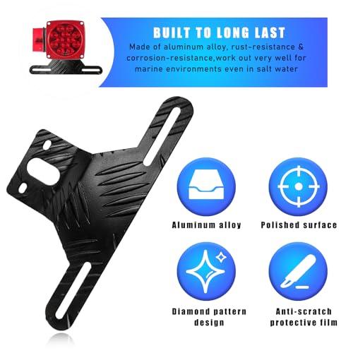 Kewucn 2PCS Aluminum License Plate Light Bracket, Trailer Bracket Holder With Light Mount Hole, Universal Car Accessories for Most Trailers, Trucks, Motorcycles (Black) - Image 5