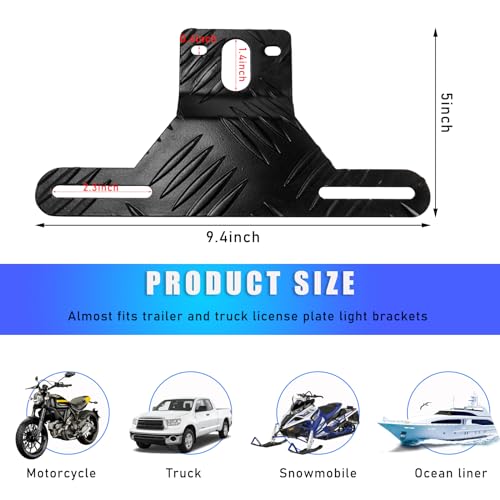 Kewucn 2PCS Aluminum License Plate Light Bracket, Trailer Bracket Holder With Light Mount Hole, Universal Car Accessories for Most Trailers, Trucks, Motorcycles (Black) - Image 2