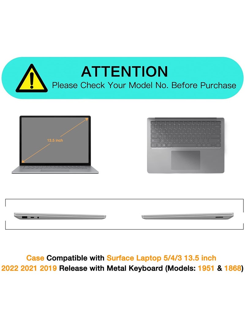 Case Compatible with Surface Laptop 5/4/3 13.5 Inch 2022 2021 2019 Release with Metal Keyboard (Models: 1951 1868) Protective Plastic Hard Shell Case Cover (Matte Black) - Image 2