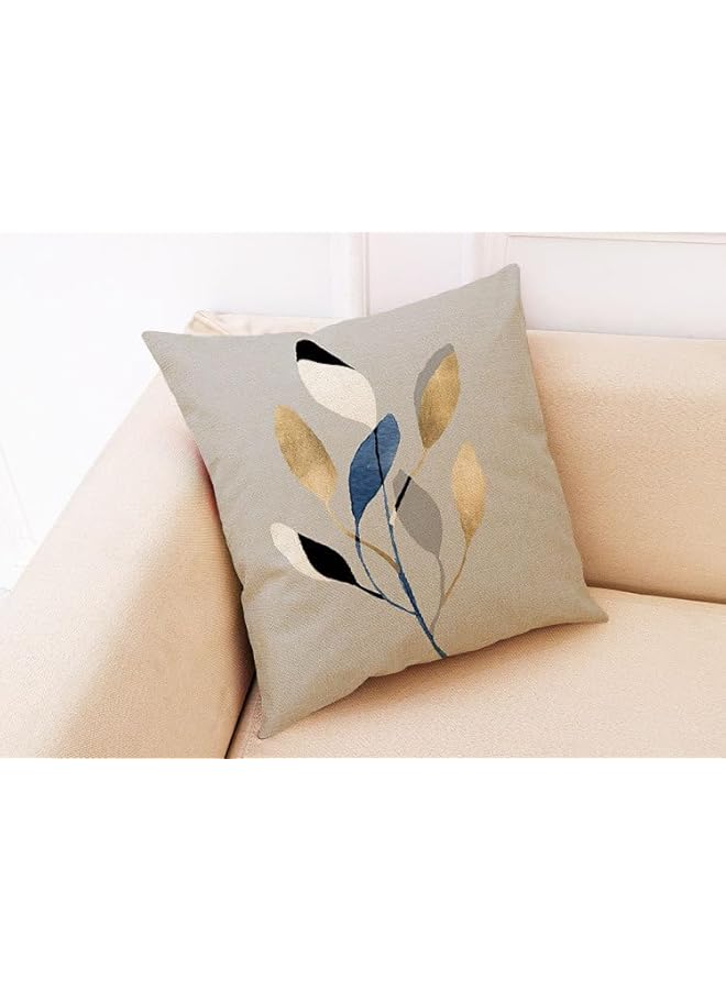 The Bros Cushion Covers - 4 Pcs 18x18 In Decorative Throw Pillow Covers. Soft Polyester Square Cushion Cases Art Floral Cotton Linen Pillowcase for Office/Home Sofa Pillows (Gray/Leaf) - Image 5