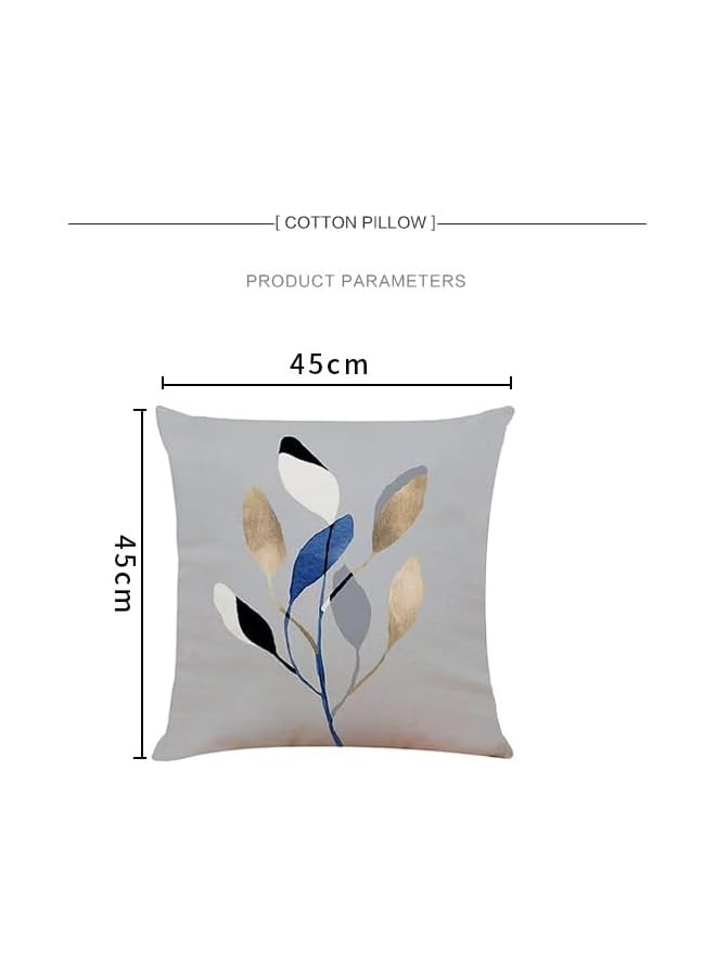 The Bros Cushion Covers - 4 Pcs 18x18 In Decorative Throw Pillow Covers. Soft Polyester Square Cushion Cases Art Floral Cotton Linen Pillowcase for Office/Home Sofa Pillows (Gray/Leaf) - Image 4