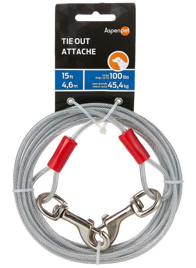 Petmate Heavy Duty Vinyl Tie Out Cable - Clear Break Strength 2000 Lbs -15 Ft Cable, Silver - Image 1