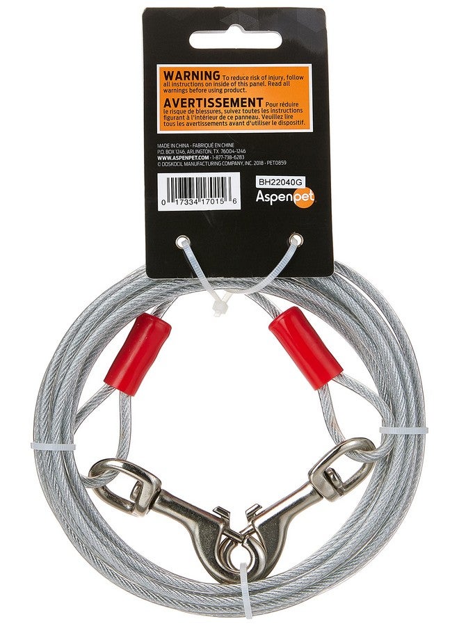 Petmate Heavy Duty Vinyl Tie Out Cable - Clear Break Strength 2000 Lbs -15 Ft Cable, Silver - Image 3