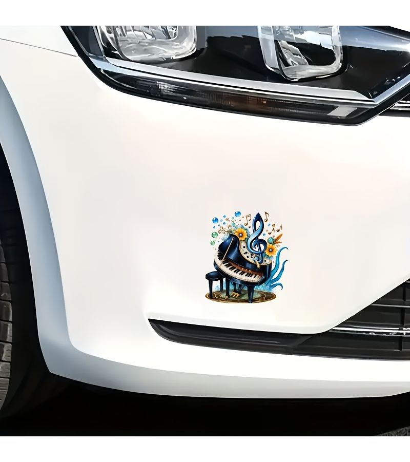 1pc Creative Artistic Piano Pattern Durable Vinyl Sticker Easy To Apply For Decorating Cars Laptops Refrigerators Tables Water Bottles And Various Surfaces - Image 5