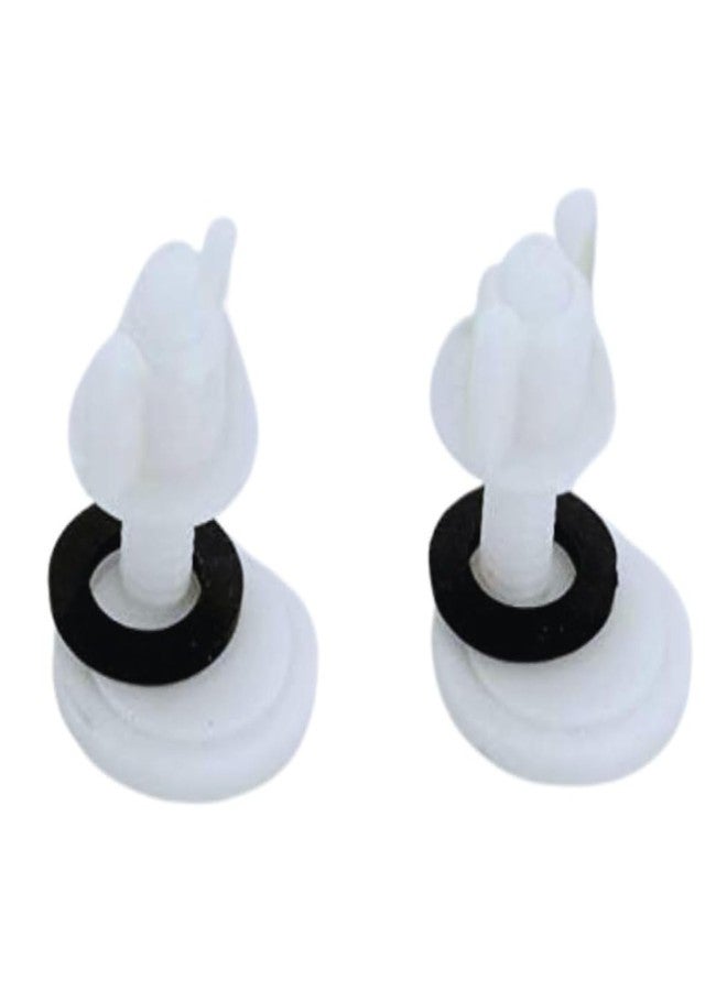 NEW WARE® Plastic Toilet Seat Cover Hinges - CERA Type | Round Short Clamp Replacement Hinges for Toilet Seats | Durable, Rust-Free | White | 1 Pair - Image 2