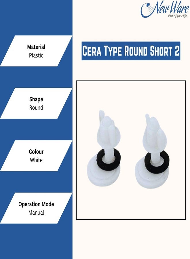 NEW WARE® Plastic Toilet Seat Cover Hinges - CERA Type | Round Short Clamp Replacement Hinges for Toilet Seats | Durable, Rust-Free | White | 1 Pair - Image 5