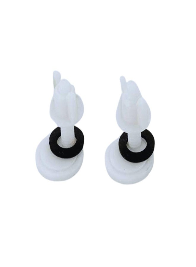 NEW WARE® Plastic Toilet Seat Cover Hinges - CERA Type | Round Short Clamp Replacement Hinges for Toilet Seats | Durable, Rust-Free | White | 1 Pair - Image 1