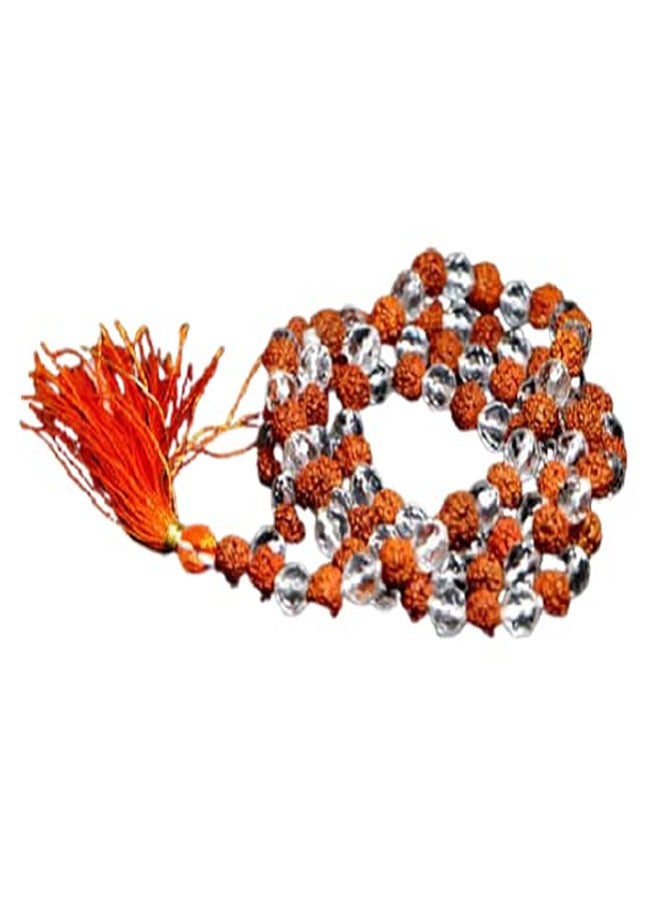 Certified Gems Sphatik Rudraksha Brown Certified Rosary for Jaap and Wear 108 + 1 Bead - Image 1