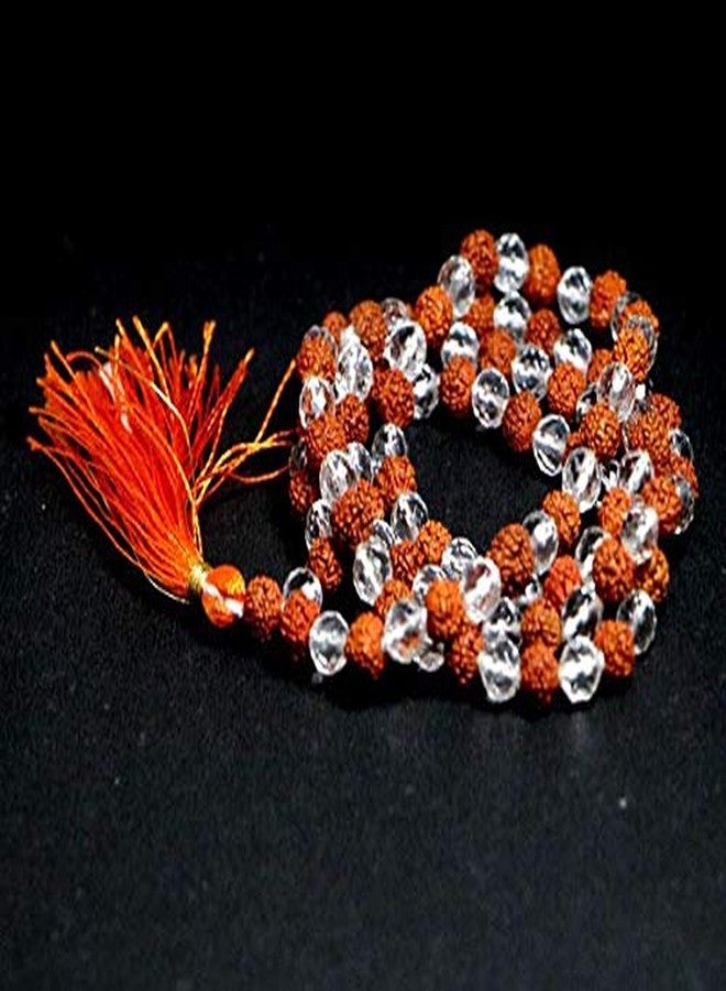 Certified Gems Sphatik Rudraksha Brown Certified Rosary for Jaap and Wear 108 + 1 Bead - Image 2