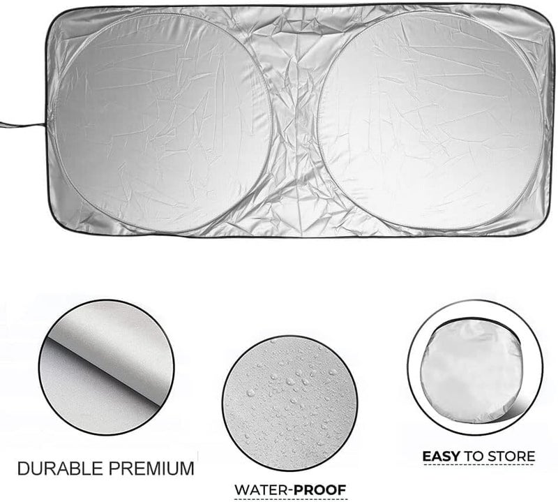 fenex Foldable Car Sunshade for Windshield - Superior UV Protection, Heat Reflector, Easy to Store with Pouch, Universal Fit (Medium) - Image 2