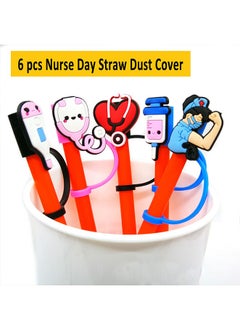 FASHION MANIA 6Pcs Silicone Straw Tips Cover Reusable Splash Proof Drinking Straw Covers Cap for 6-8 mm Cup Straw Accessories (Mixed Style)  - Image 3