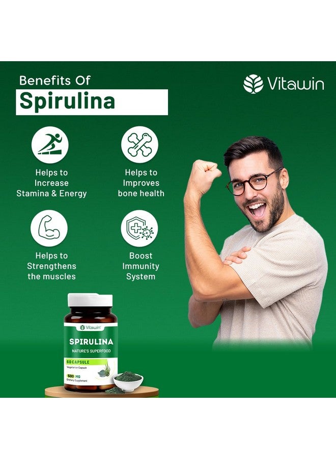 VitaWin SPIRULINA Capsules Ultimate Health and Nutrition Supplements for General Wellness (500 mg, Pack of 60) - Image 5