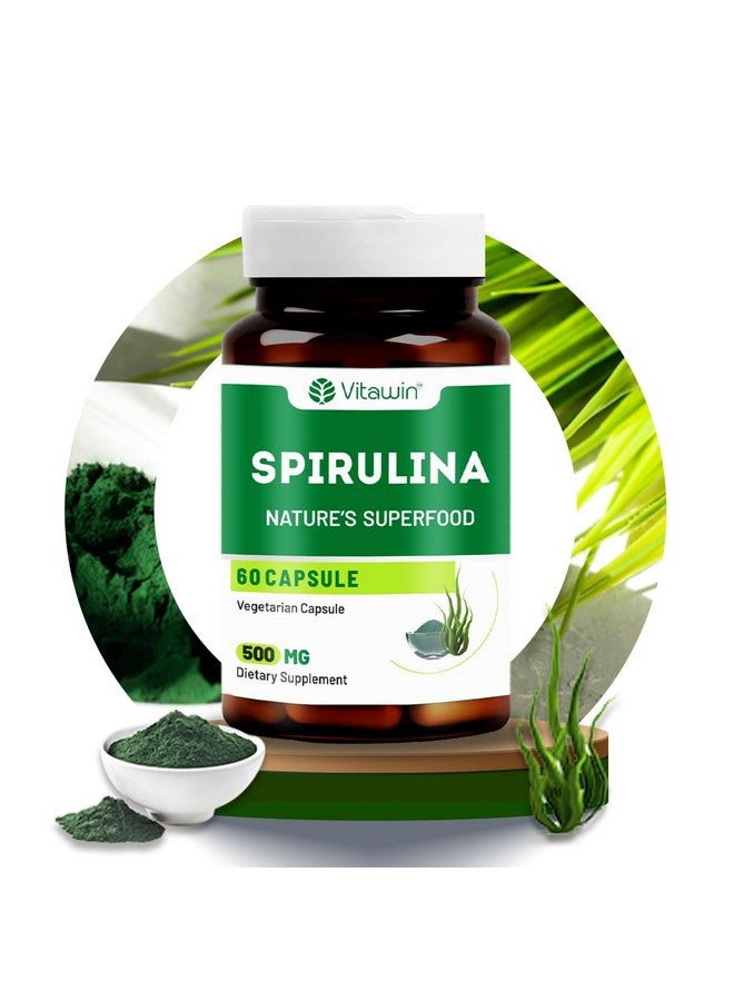 VitaWin SPIRULINA Capsules Ultimate Health and Nutrition Supplements for General Wellness (500 mg, Pack of 60) - Image 1