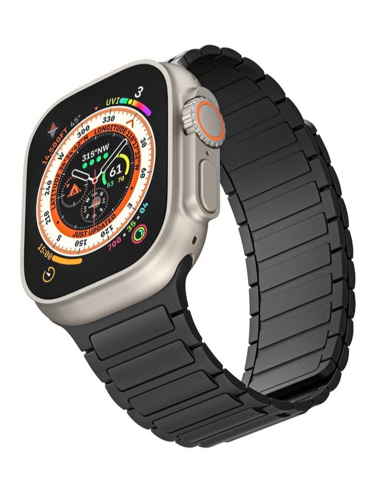 Magnetic Silicone Band for Apple Watch Ultra Ultra2/ 9 8 7 6 5 4 3 2 1 SE,Soft Silicone Waterproof Strap Wristbands Compatible with iWatch Apple Watch Series Ultra 49mm 45mm 44mm 42mm Women Men - Image 3