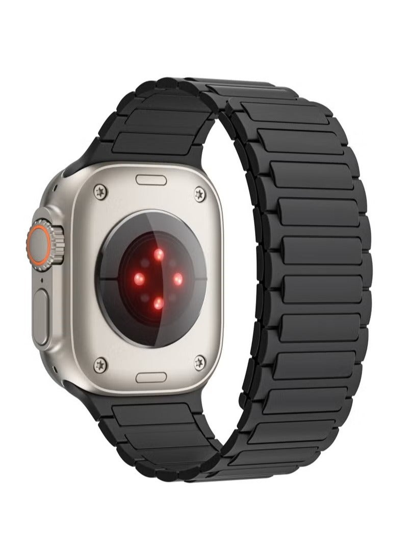 Magnetic Silicone Band for Apple Watch Ultra Ultra2/ 9 8 7 6 5 4 3 2 1 SE,Soft Silicone Waterproof Strap Wristbands Compatible with iWatch Apple Watch Series Ultra 49mm 45mm 44mm 42mm Women Men - Image 4