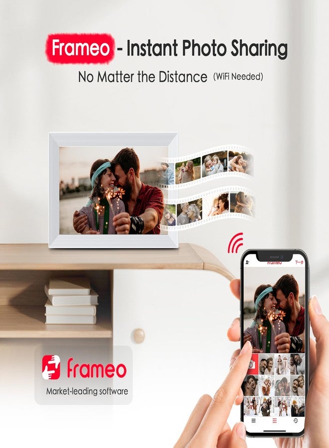 FLYRUIT Digital Picture Frame, 10.1 inch Frameo Digital Frame WiFi, 1280 * 800 IPS HD Touchscreen, 32GB Storage, Instant Share Pictures Video, Smart Photo Frame Electronic, Gifts for Mom, House Warming - Image 4