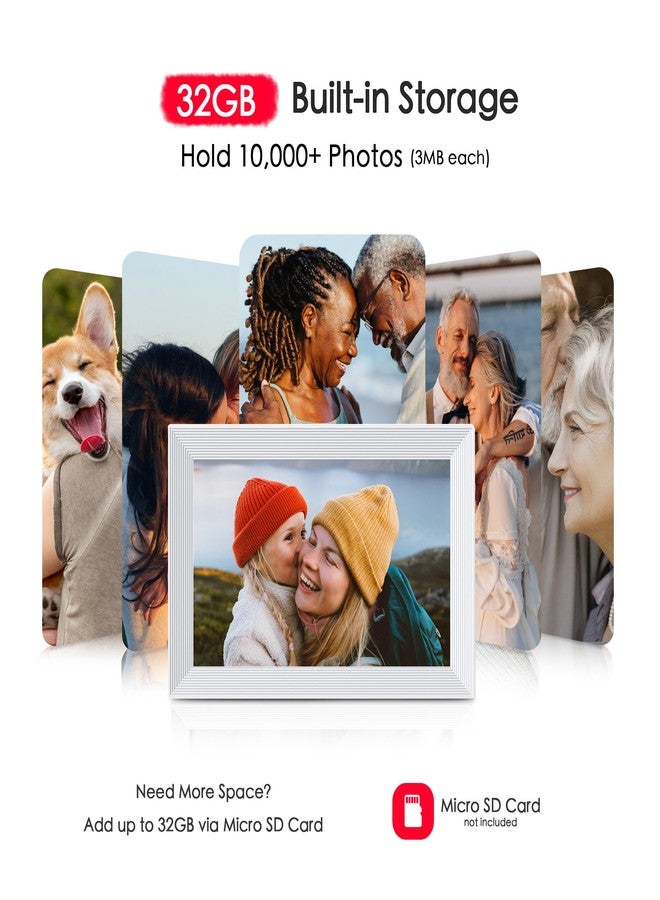 FLYRUIT Digital Picture Frame, 10.1 inch Frameo Digital Frame WiFi, 1280 * 800 IPS HD Touchscreen, 32GB Storage, Instant Share Pictures Video, Smart Photo Frame Electronic, Gifts for Mom, House Warming - Image 5