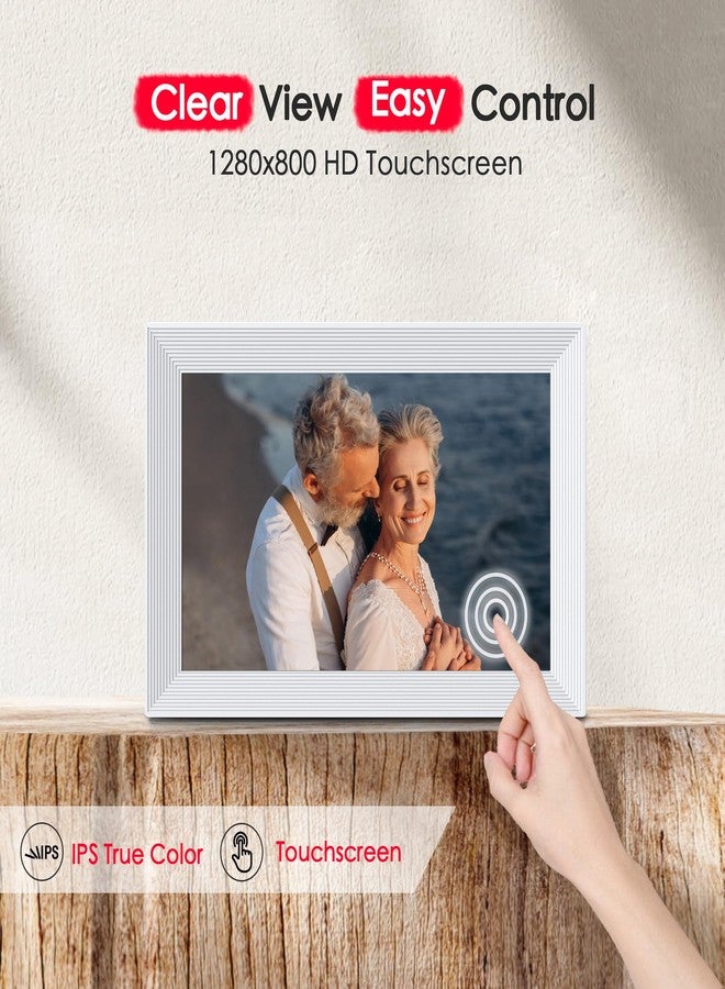 FLYRUIT Digital Picture Frame, 10.1 inch Frameo Digital Frame WiFi, 1280 * 800 IPS HD Touchscreen, 32GB Storage, Instant Share Pictures Video, Smart Photo Frame Electronic, Gifts for Mom, House Warming - Image 3