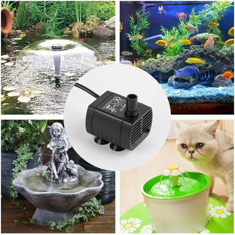 USB Mini Water Pump, 200L/H Submersible Water Pump, Adjustable Ultra Quiet Small Pet Fountain for Aquarium, Fish Tank, Cat Fountain, Water Feature Statuary and Hydroponics, DC 3.5-9V 1-3W, Black - Image 5