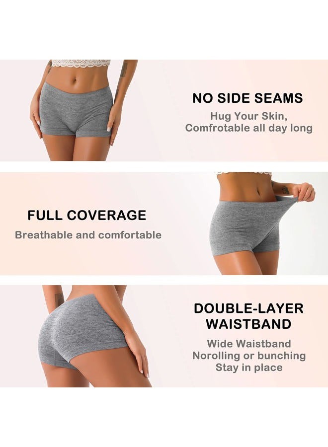 R RUXIA Women's Boyshort Panties Seamless Nylon Underwear Stretch Boxer Briefs 5 Pack, B004, S - Image 4