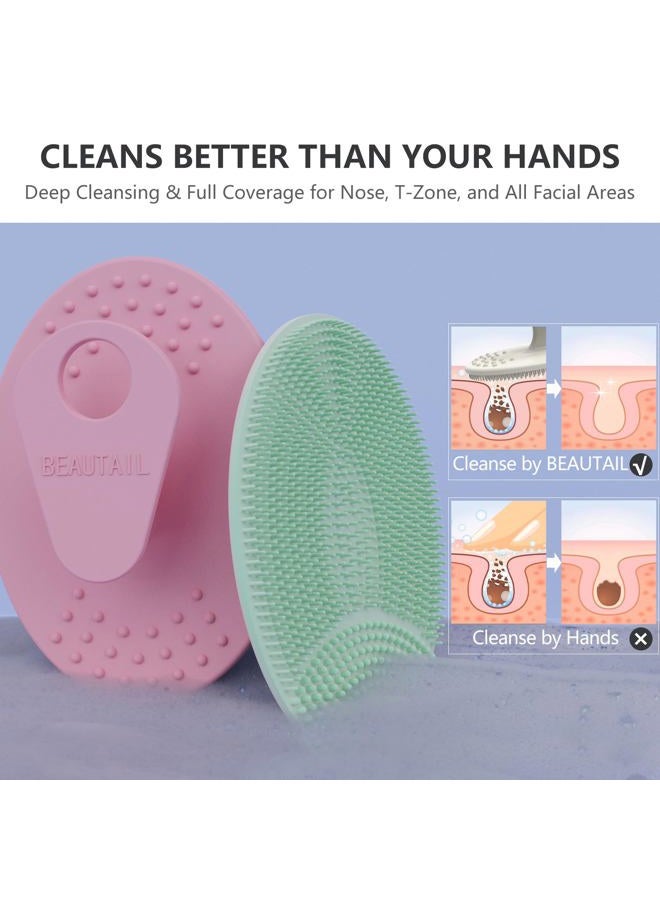 BEAUTAIL Face Scrubber 4 Pack, Silicone Manual Facial Cleansing Brush for Men Women, Gentle Face Scrubber Exfoliator, Skin Care Exfoliating Face Brush, Black+Starlight+Pink+Blue - Image 3