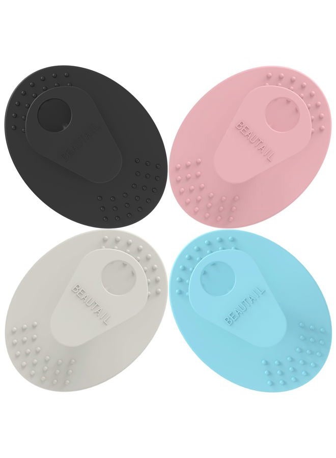 BEAUTAIL Face Scrubber 4 Pack, Silicone Manual Facial Cleansing Brush for Men Women, Gentle Face Scrubber Exfoliator, Skin Care Exfoliating Face Brush, Black+Starlight+Pink+Blue - Image 1