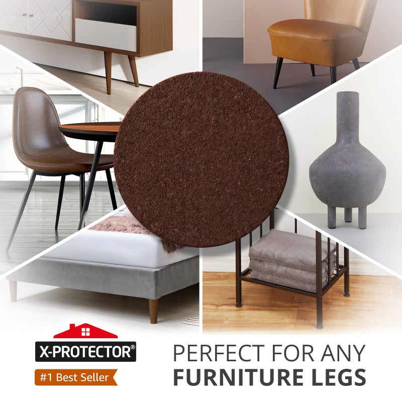 X-PROTECTOR Felt Furniture Pads - 56 PCS 3/4" Floor Protectors for Chair and Furniture Feet - Protect Your Hardwood Floors! (Brown, Round) - Image 2