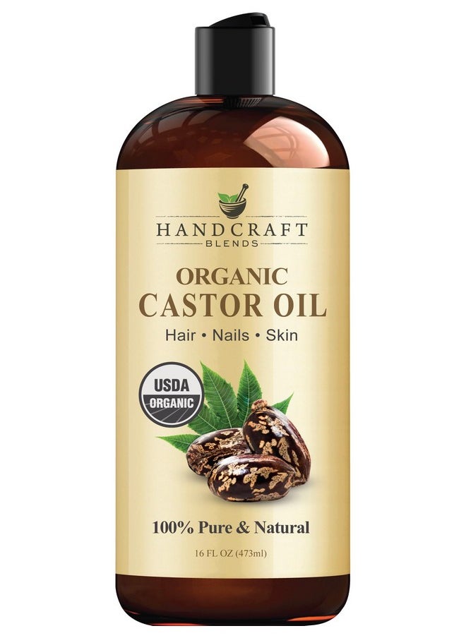 handcraft Blends Organic Castor Oil - 16 Fl Oz - 100% Pure And Natural - Premium Grade Oil For Hair Growth, Eyelashes And Eyebrows - Carrier Oil - Hair & Body Oil - Expeller-Pressed  - Image 1
