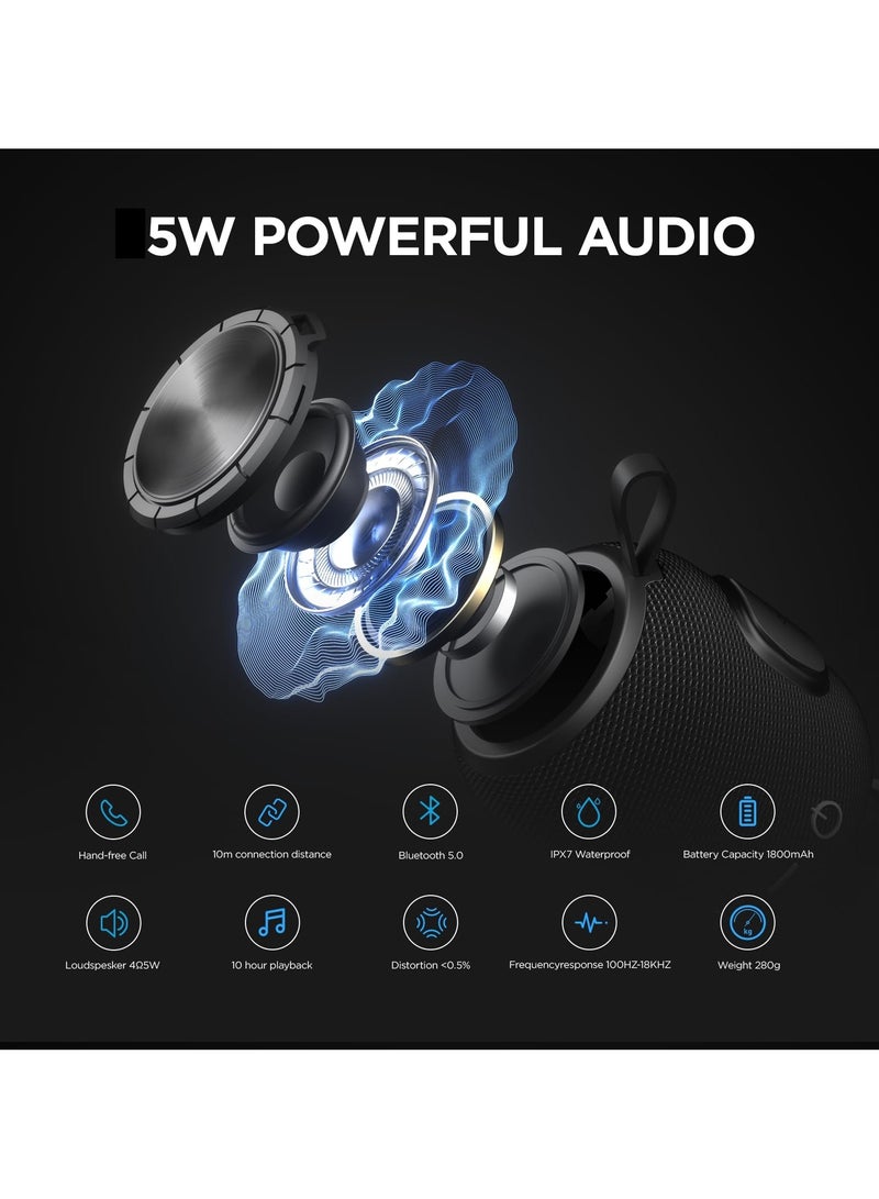 Portable Bluetooth Speaker,360 HD Surround Sound and Rich Stereo Bass, Bluetooth 5.0 Dual Pairing Loud Wireless Mini Speaker, IPX7Waterproof - Image 3
