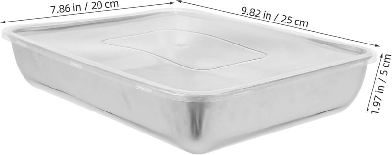Stainless Steel Roasting Pan with Lid, Large 25x19x5.5 Cm Rectangle Non-stick Barbecue Plate for Oven Baking and Steaming, Heavy-duty Kitchen Bakeware Tray for Home Cooking - Image 2