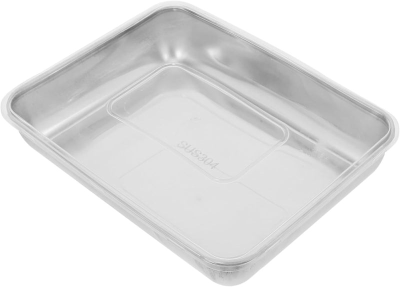 Stainless Steel Roasting Pan with Lid, Large 25x19x5.5 Cm Rectangle Non-stick Barbecue Plate for Oven Baking and Steaming, Heavy-duty Kitchen Bakeware Tray for Home Cooking - Image 1