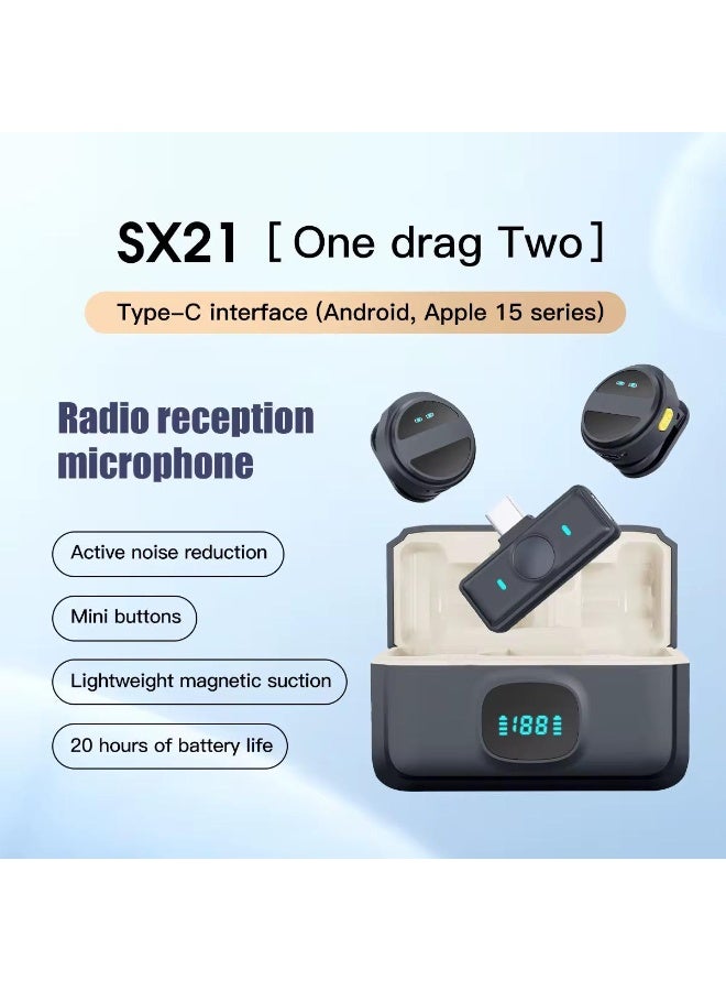 م.ا & ف'س S21 ميكروفون لافالير لاسلكي لأجهزة iPhone/Android، ميكروفون صغير مع حافظة شحن، مشبك مغناطيسي، خاصية إلغاء الضوضاء، مدى 300 قدم، ميكروفون مكثف للبث المباشر، تسجيل الفيديو، تيك توك ويوتيوب - Image 3