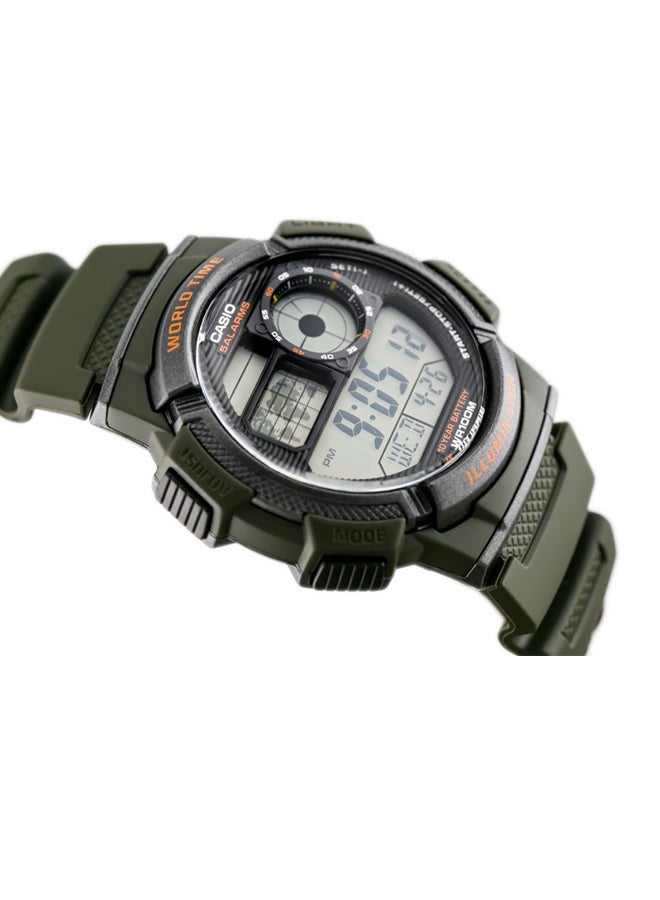 CASIO Men Water Resistant Rubber Digital Watch AE1000W-3AV - 44 mm - Green - Image 3