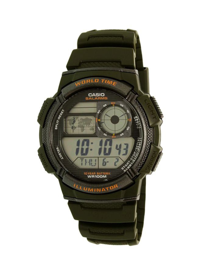 CASIO Men Water Resistant Rubber Digital Watch AE1000W-3AV - 44 mm - Green - Image 1