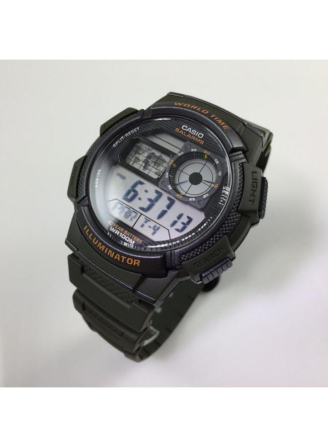 CASIO Men Water Resistant Rubber Digital Watch AE1000W-3AV - 44 mm - Green - Image 4