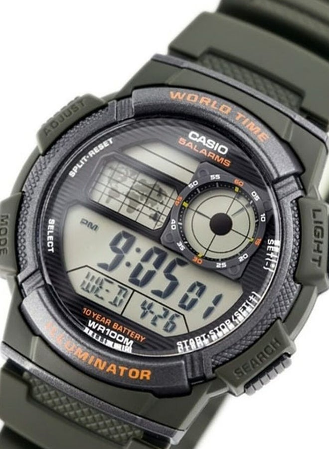 CASIO Men Water Resistant Rubber Digital Watch AE1000W-3AV - 44 mm - Green - Image 5