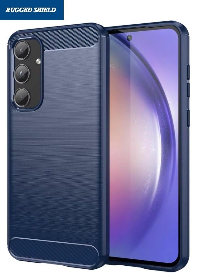Asan Ge Samsung Galaxy A55 Case, Galaxy A55 Cover with Brushed Carbon Fiber Texture, Flexible TPU Shockproof Military Protection Bumper Phone Case, Slim Case Cover for Samsung Galaxy A55 5G, Blue - Image 1