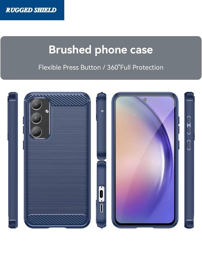 Asan Ge Samsung Galaxy A55 Case, Galaxy A55 Cover with Brushed Carbon Fiber Texture, Flexible TPU Shockproof Military Protection Bumper Phone Case, Slim Case Cover for Samsung Galaxy A55 5G, Blue - Image 4