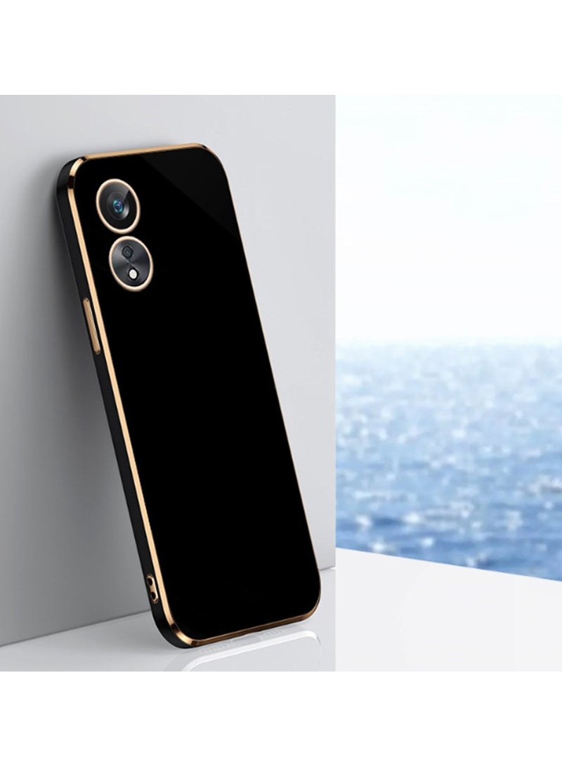 OPPO A78 5G Black Mobile Phone Case Cover, Luxury Plating Soft Back Cover, Raised Full Camera Protection - Image 1