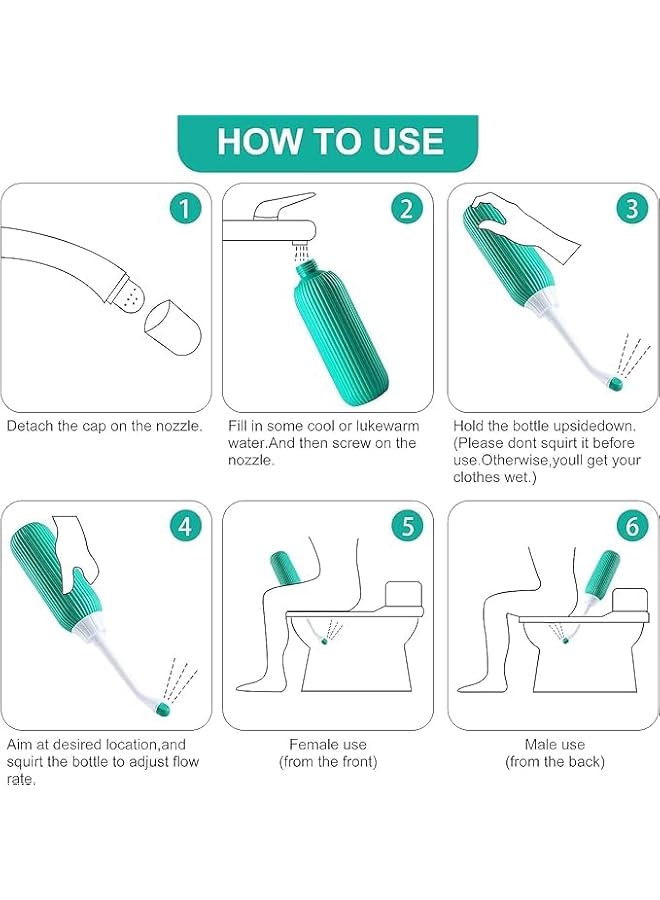 The Bros water bottle multi purpose ,500ml Portable Shattaf Bidet with Handheld Sprayer and Retractable Nozzle, Outdoor, Camping , and Personal Hygiene (Green) - Image 2