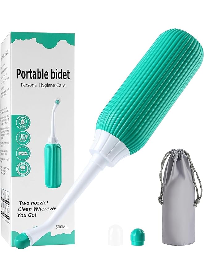 The Bros water bottle multi purpose ,500ml Portable Shattaf Bidet with Handheld Sprayer and Retractable Nozzle, Outdoor, Camping , and Personal Hygiene (Green) - Image 1