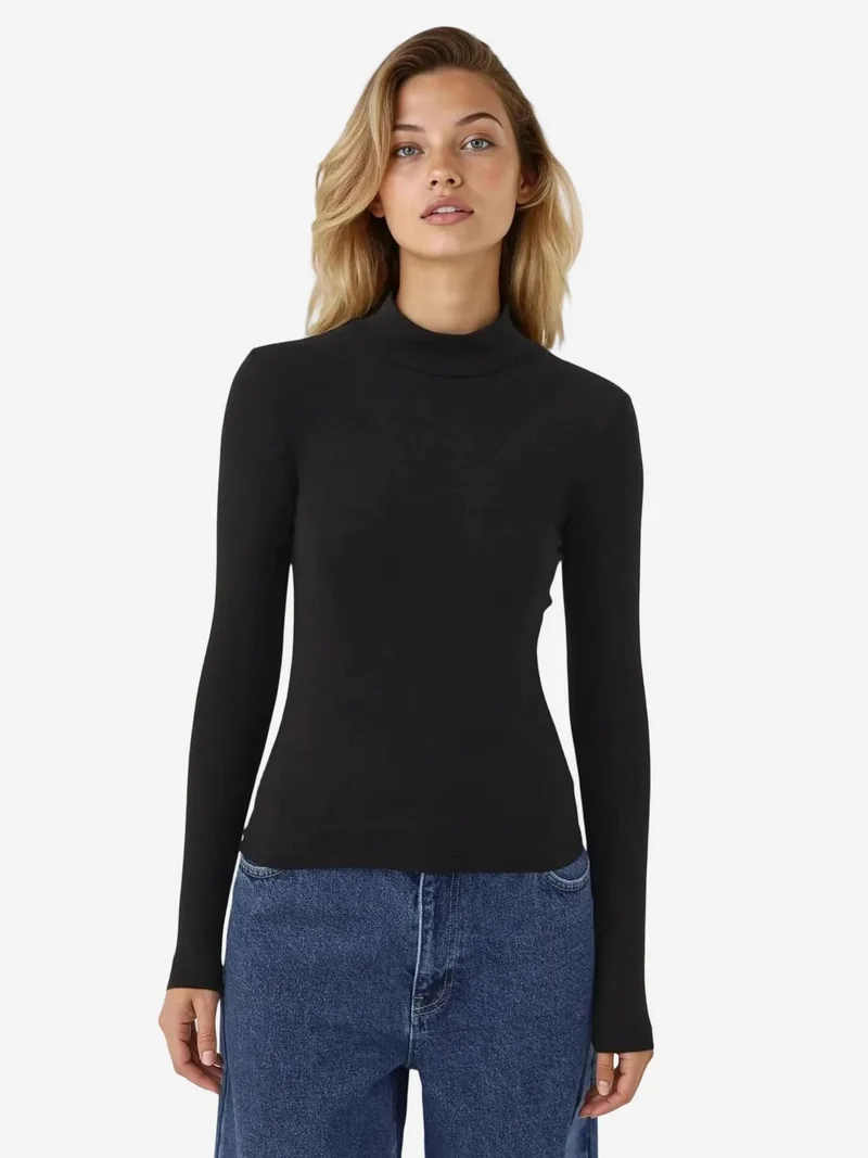 HICCUP Slim Fit Turtleneck Long Sleeve Top