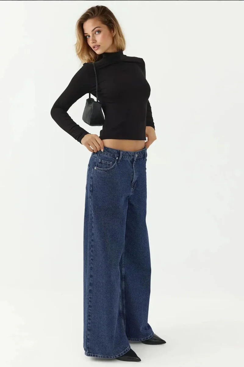 Hiccup Black Slim Fit Turtleneck Long Sleeve Top for Women | Best Price UAE