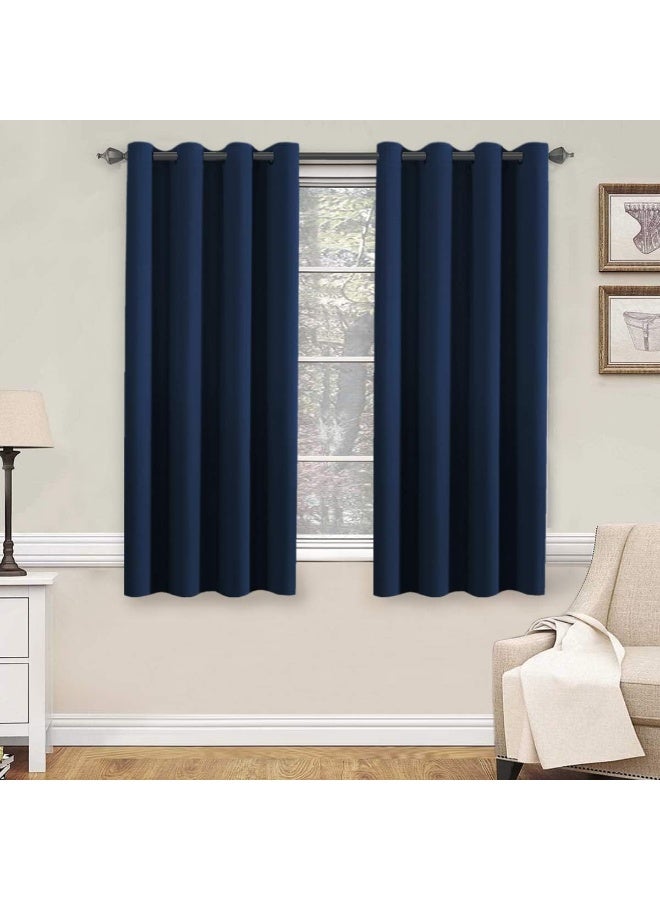 H.VERSAILTEX HVERSAILTEX Premium Blackout Thermal Insulated Innovated Microfiber Home Fashion Window Curtains for BedroomAntique Grommet52 W x 63 L  Navy Blue  Set of 2 Panels - Image 2