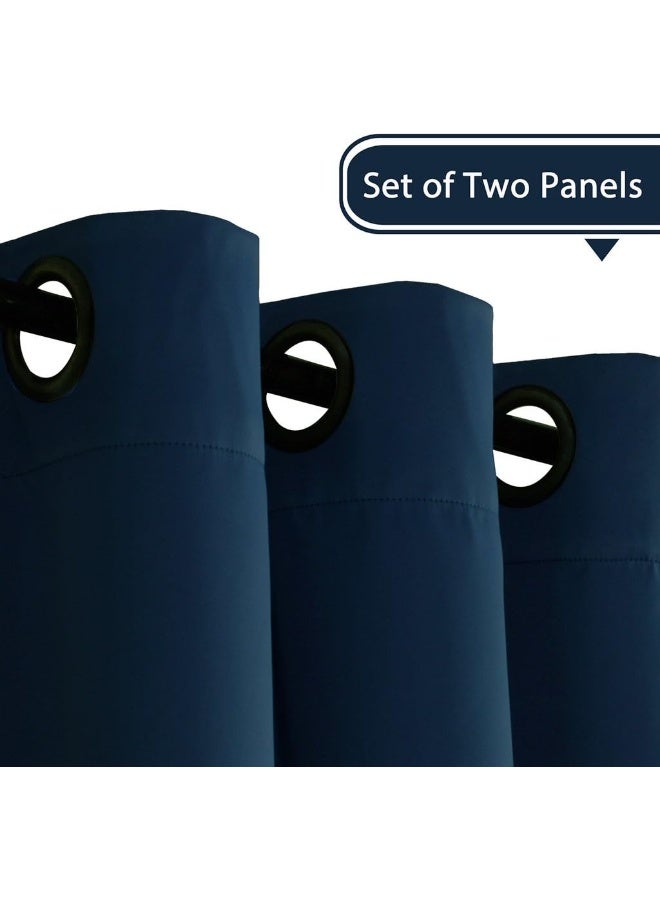 H.VERSAILTEX HVERSAILTEX Premium Blackout Thermal Insulated Innovated Microfiber Home Fashion Window Curtains for BedroomAntique Grommet52 W x 63 L  Navy Blue  Set of 2 Panels - Image 3