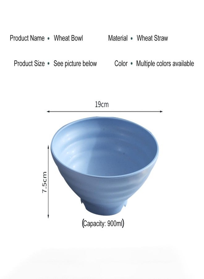 BGVM Wheat Straw Salad Bowls Set (900ml) - Large Microwave Safe, Unbreakable & Stackable Bowls for Salad, Pasta, Soup, Ramen - BPA-Free, Eco-Friendly, Lightweight Serving Bowls for Kitchen (2, Blue) - Image 2
