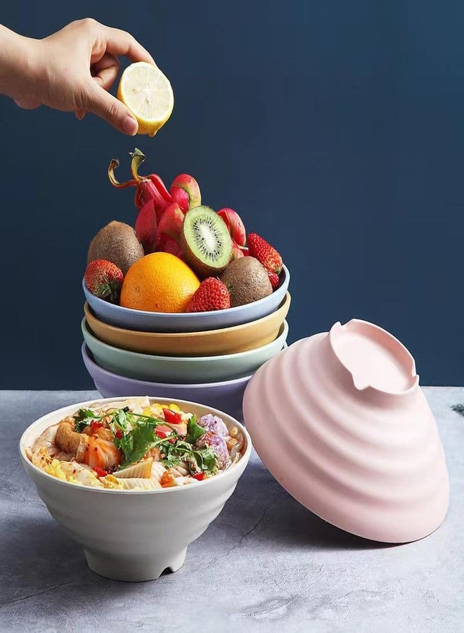 BGVM Wheat Straw Salad Bowls Set (900ml) - Large Microwave Safe, Unbreakable & Stackable Bowls for Salad, Pasta, Soup, Ramen - BPA-Free, Eco-Friendly, Lightweight Serving Bowls for Kitchen (2, Blue) - Image 4
