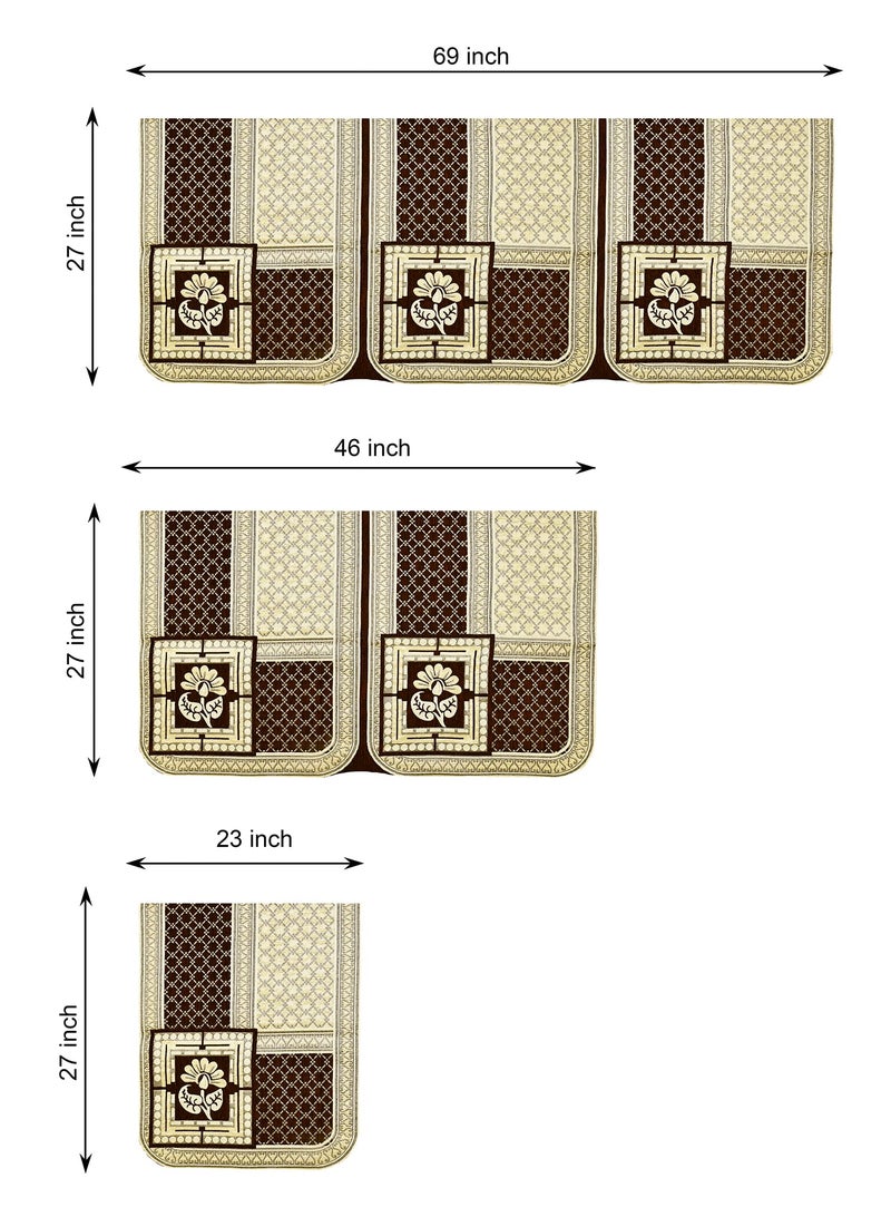 Dazzling DECOR L Shape Velvet Sofa Cover Set - Printed Sofa Back Slip Panels 3 and 2 and 1 Seater Cover for Long Sofa Couch - Premium Slip Cover Protector with Cushion, Brown_1248-02 - Image 3